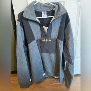 Adidas Mens Black/Gray Large Quarter Zip Pullover